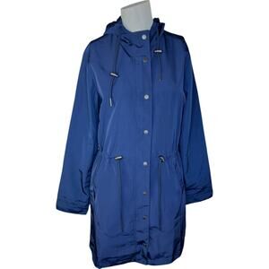 Susan Graver Regular Water Resistant Anorak Jacket with Hood Navy XX-Small NWOT